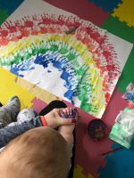 Art work with Mrs Boggs and her two 'handsome' pupils