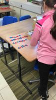 Spellings in Mrs Marley's makeshift classroom