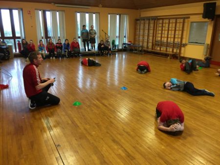 P6 & P7 enjoying a games lesson with Macartan during PE.